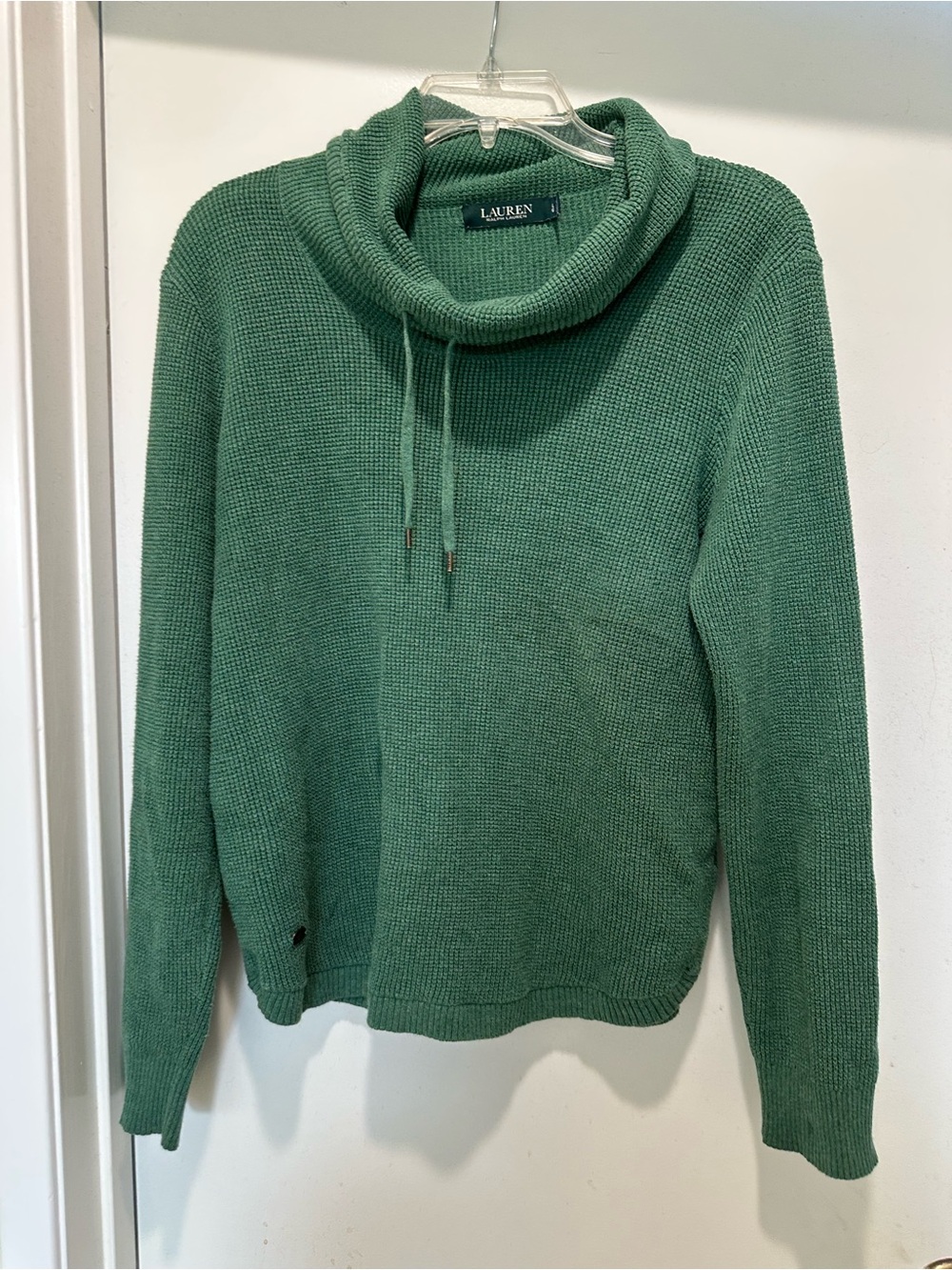 Ralph Lauren Green Cowl Neck Drawstring Sweater